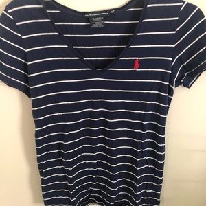 Ralph Lauren V neck striped shirt Size Small